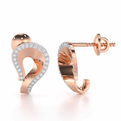 Angelic Allure Silver Stud Earrings - Rose Gold - Image 4