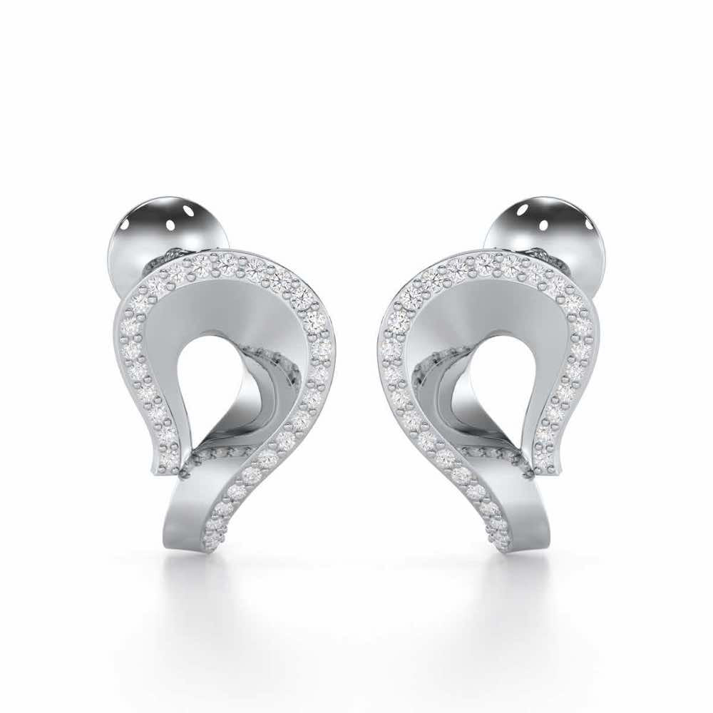 Angelic Allure Silver Stud Earrings - White Gold - Image 1