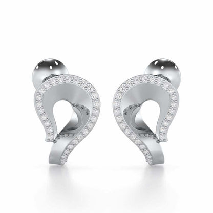 Angelic Allure Silver Stud Earrings - White Gold - Image 1