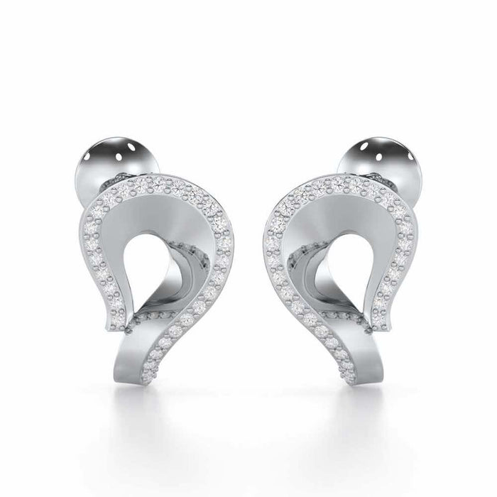 Angelic Allure Silver Stud Earrings - White Gold - Image 1