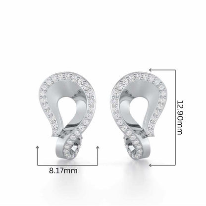 Angelic Allure Silver Stud Earrings - White Gold - Image 2