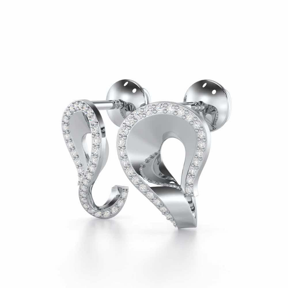 Angelic Allure Silver Stud Earrings - White Gold - Image 3
