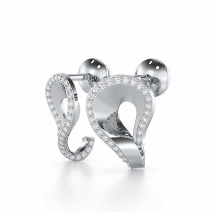 Angelic Allure Silver Stud Earrings - White Gold - Image 3
