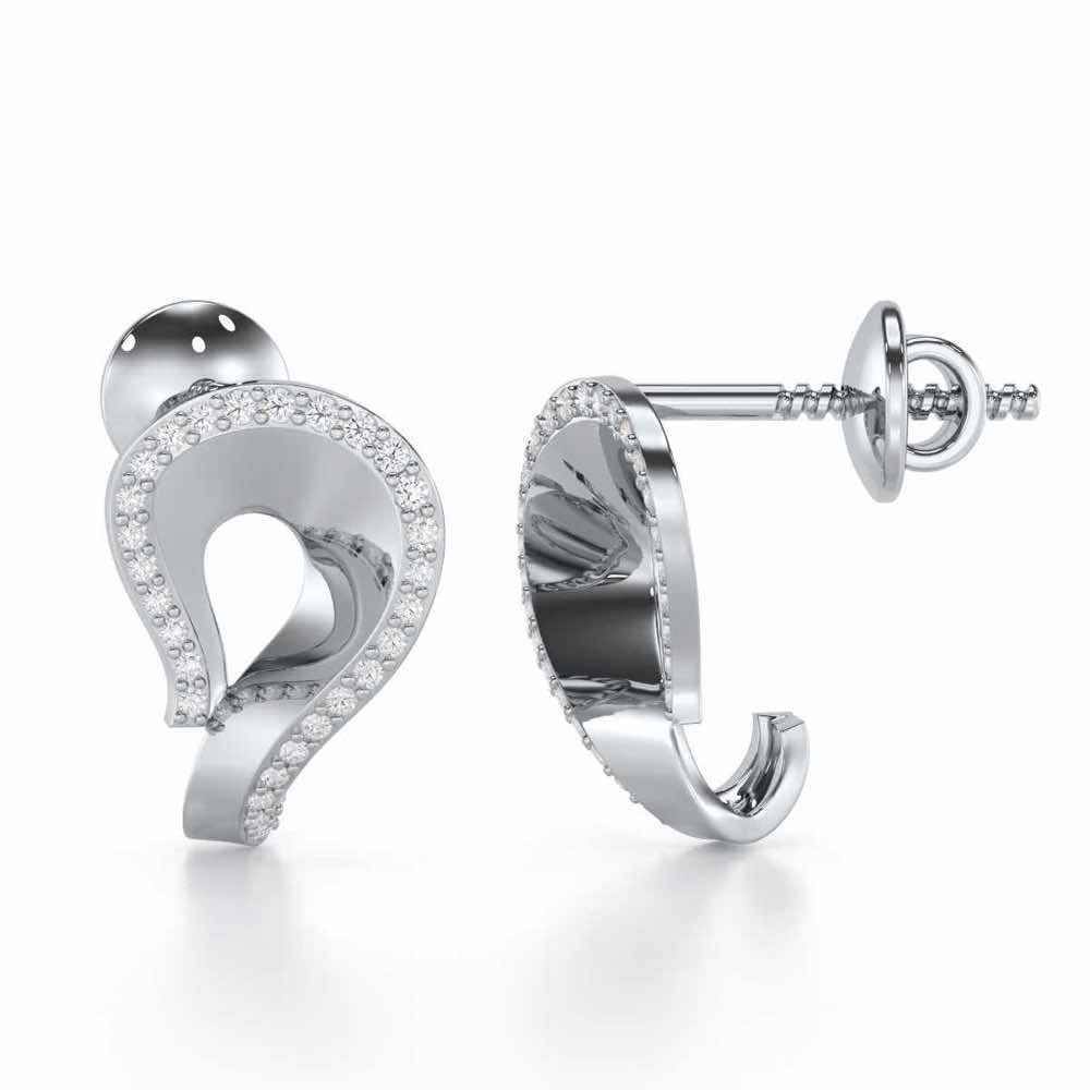 Angelic Allure Silver Stud Earrings - White Gold - Image 4