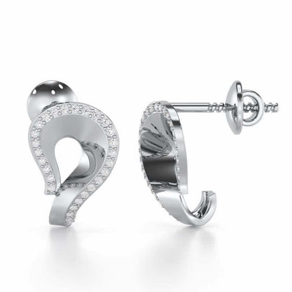 Angelic Allure Silver Stud Earrings - White Gold - Image 4