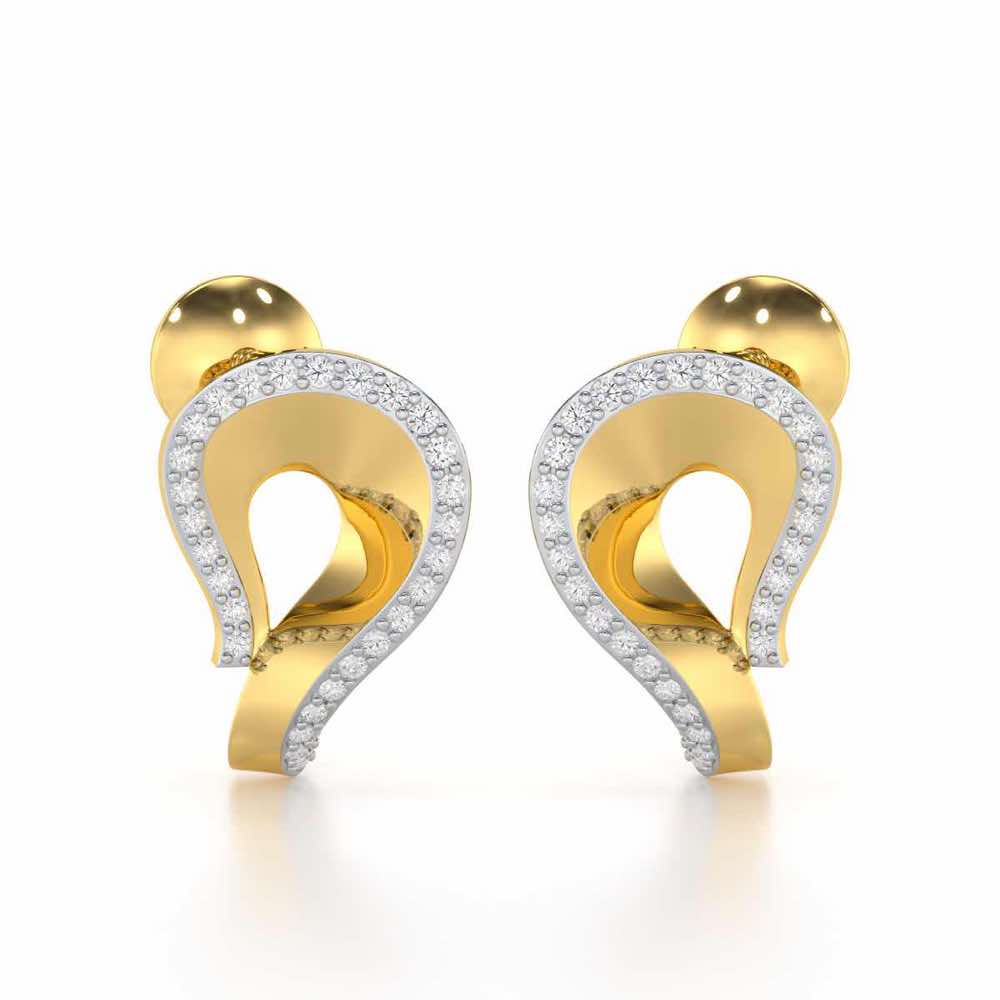 Angelic Allure Silver Stud Earrings - Yellow Gold - Image 1