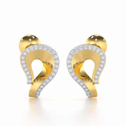 Angelic Allure Silver Stud Earrings - Yellow Gold - Image 1