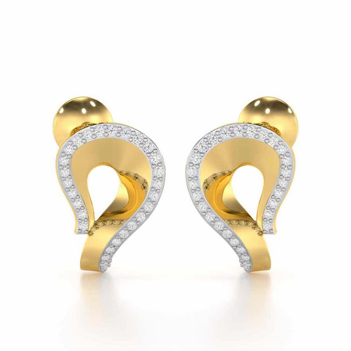 Angelic Allure Silver Stud Earrings - Yellow Gold - Image 1