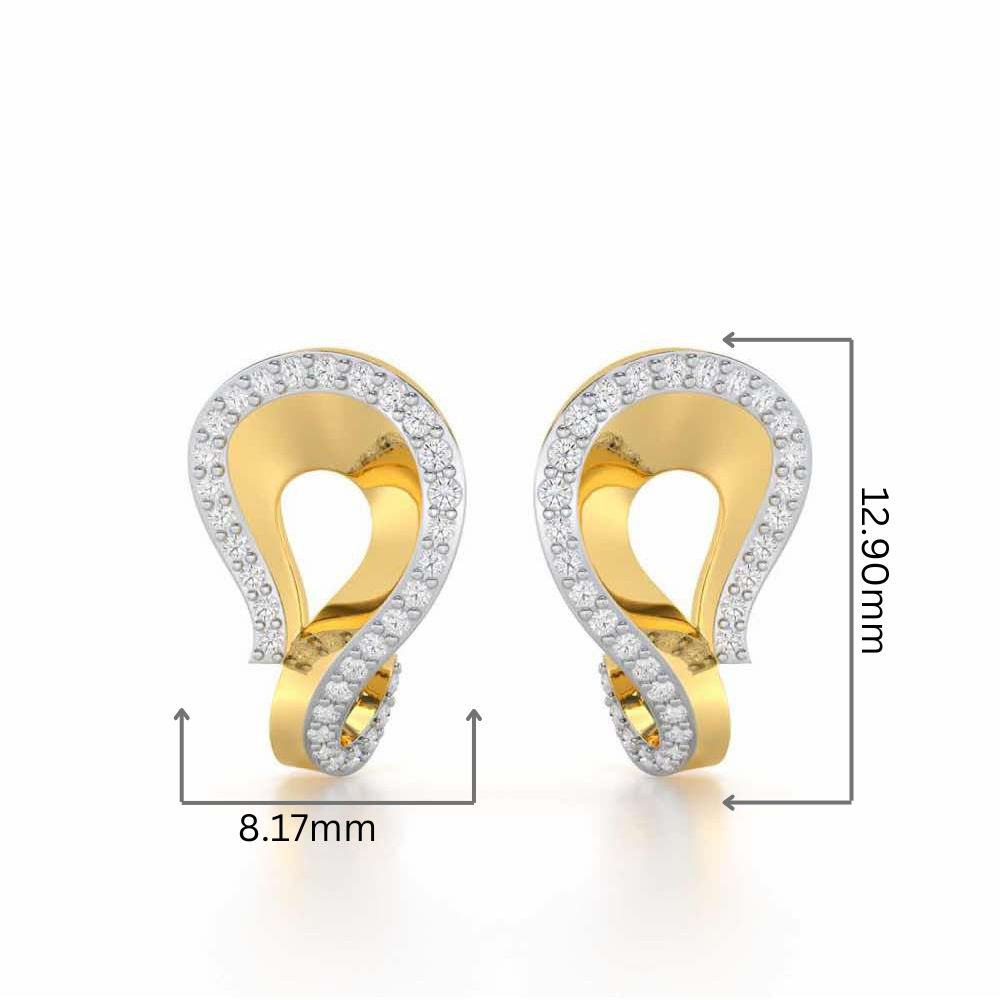 Angelic Allure Silver Stud Earrings - Yellow Gold - Image 2