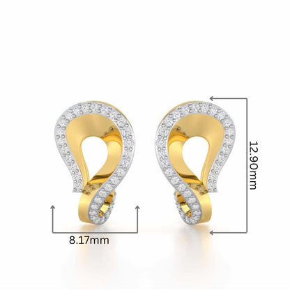 Angelic Allure Silver Stud Earrings - Yellow Gold - Image 2