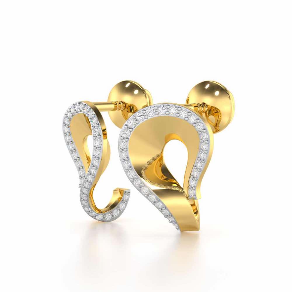 Angelic Allure Silver Stud Earrings - Yellow Gold - Image 3
