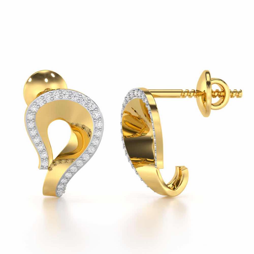 Angelic Allure Silver Stud Earrings - Yellow Gold - Image 4