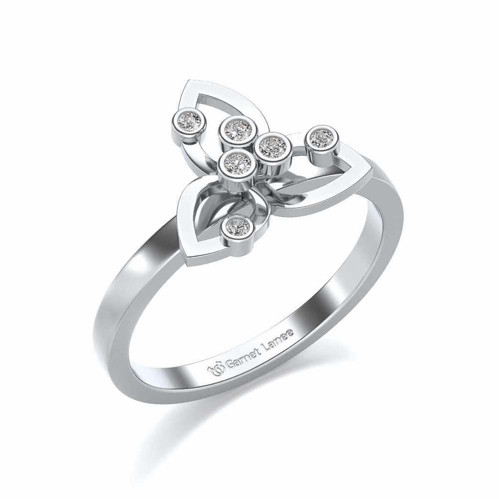 Angelic Flower Silver Ring - White Gold - Image 1