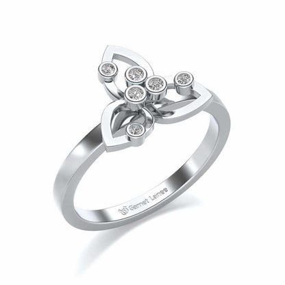 Angelic Flower Silver Ring - White Gold - Image 1