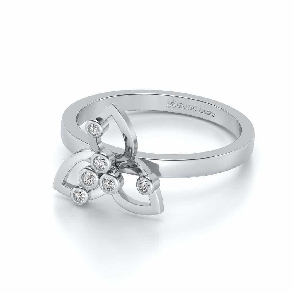 Angelic Flower Silver Ring - White Gold - Image 2