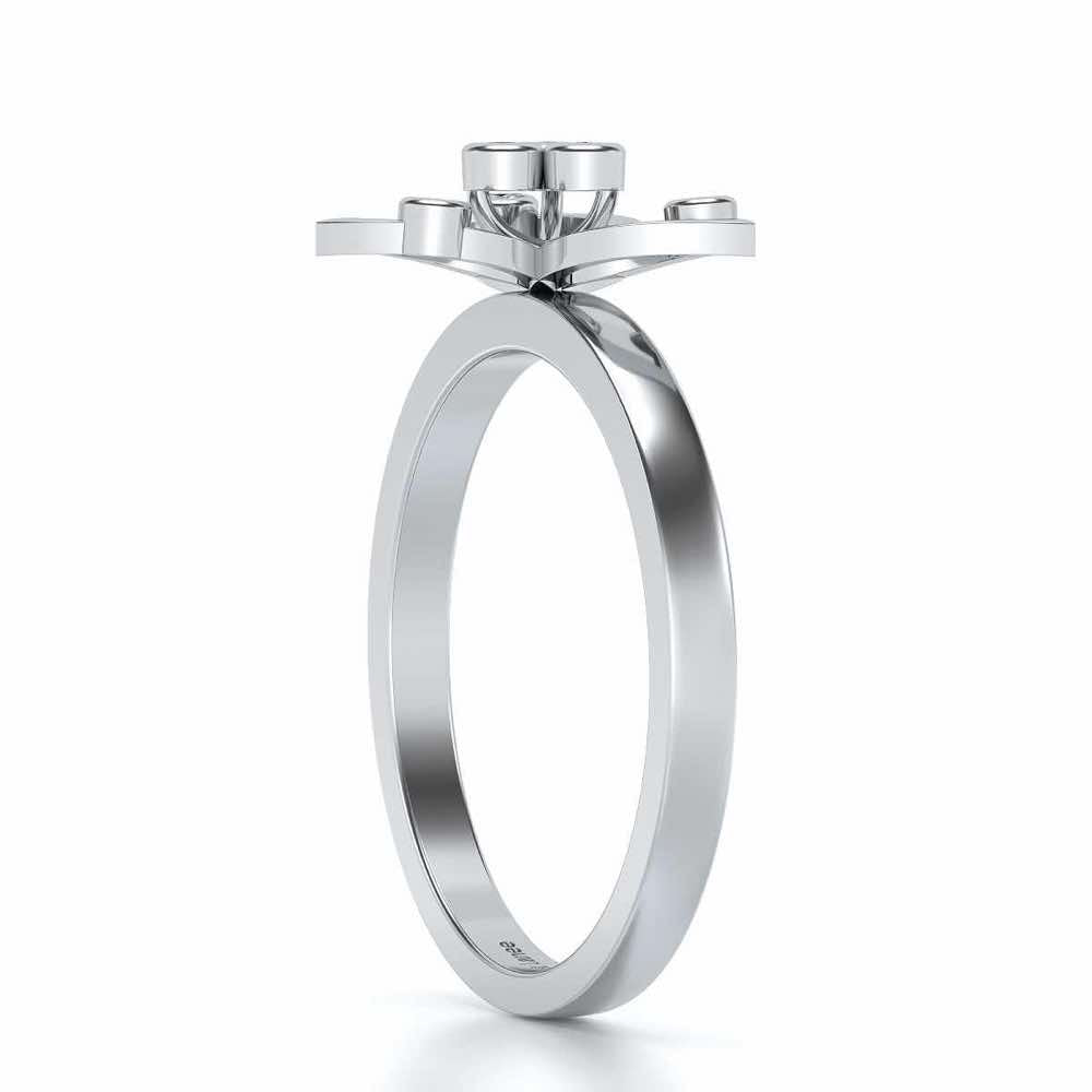 Angelic Flower Silver Ring - White Gold - Image 3