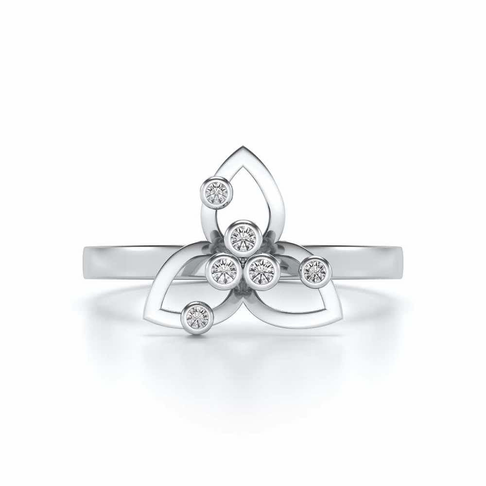 Angelic Flower Silver Ring - White Gold - Image 4