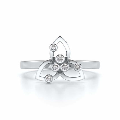 Angelic Flower Silver Ring - White Gold - Image 4