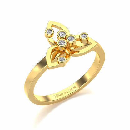 Angelic Flower Silver Ring - Yellow Gold - Image 1