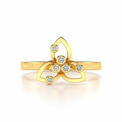 Angelic Flower Silver Ring - Yellow Gold - Image 4