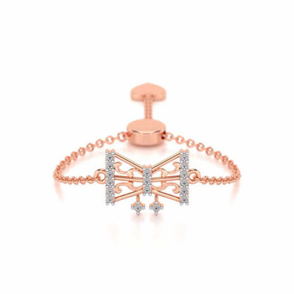 Antique Bow Adjustable Silver Ring - Rose Gold - Image 1
