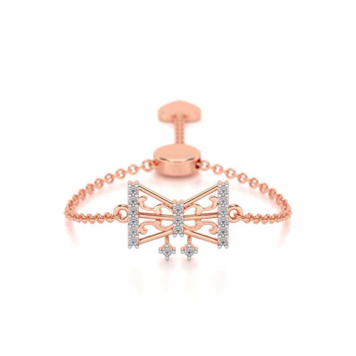 Antique Bow Adjustable Silver Ring - Rose Gold - Image 1