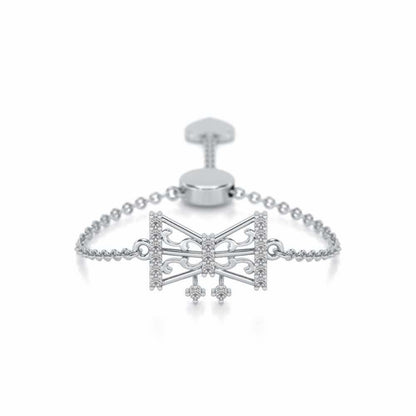 Antique Bow Adjustable Silver Ring - White Gold - Image 1