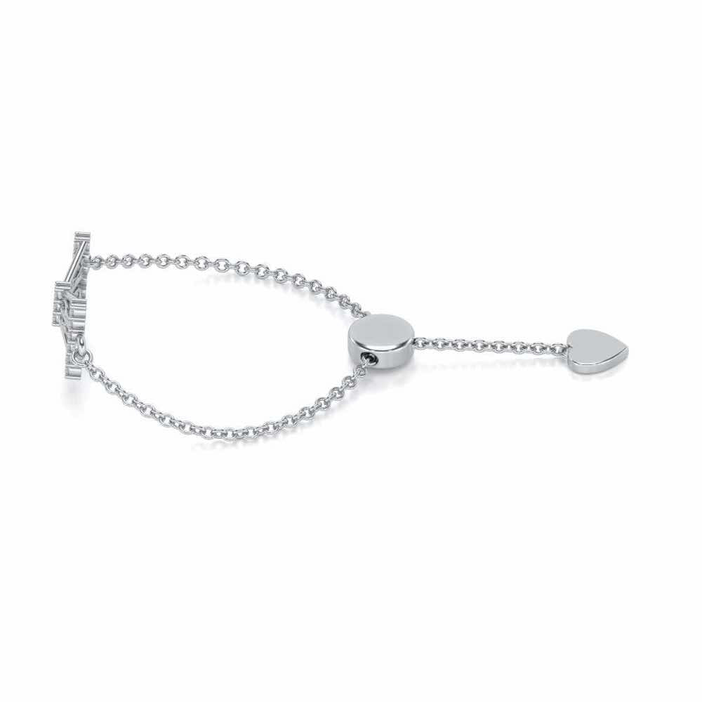 Antique Bow Adjustable Silver Ring - White Gold - Image 2