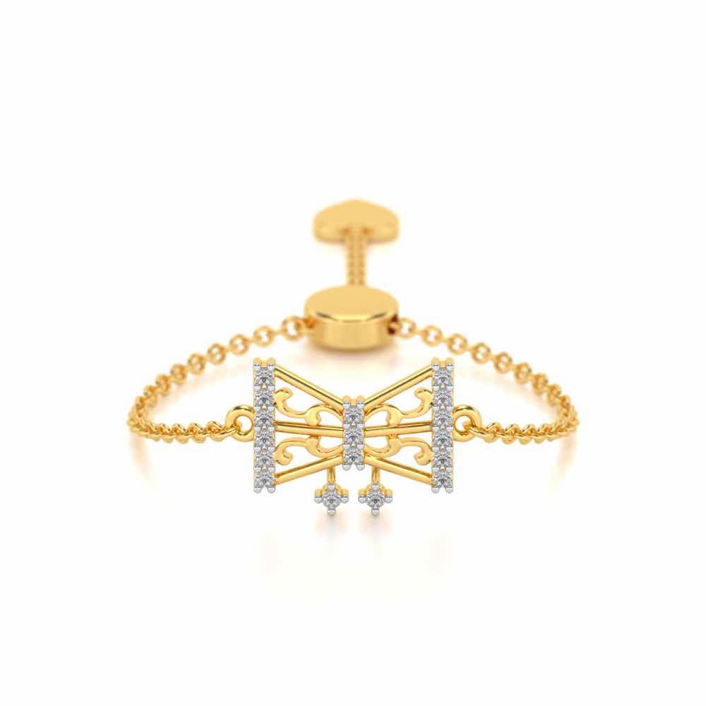 Antique Bow Adjustable Silver Ring - Yellow Gold - Image 1
