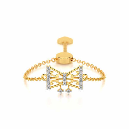 Antique Bow Adjustable Silver Ring - Yellow Gold - Image 1