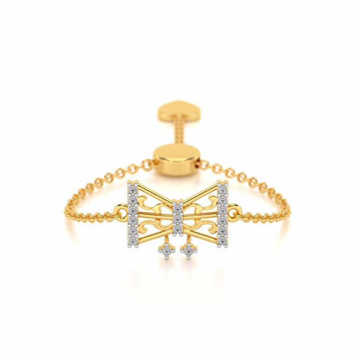 Antique Bow Adjustable Silver Ring - Yellow Gold - Image 1