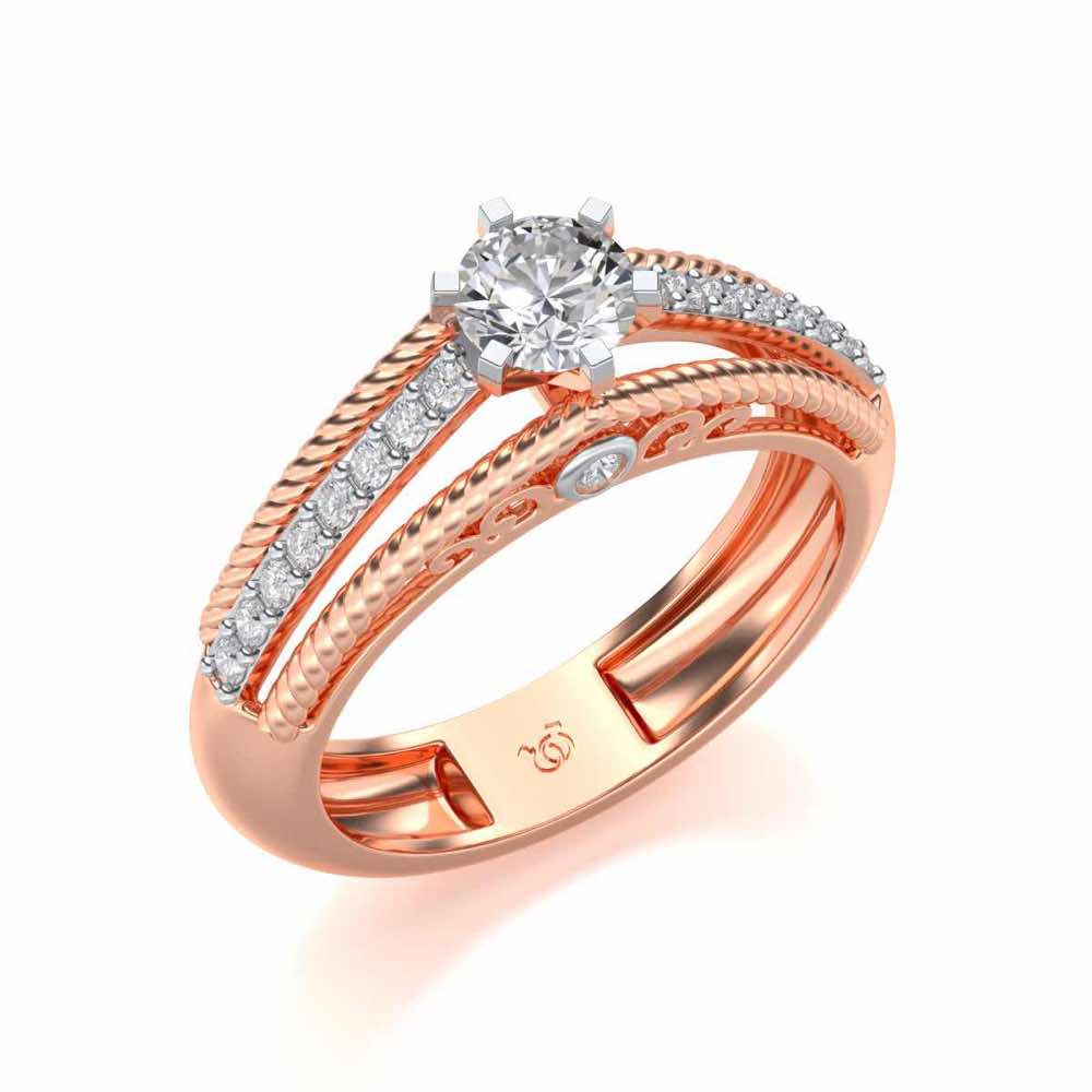 Antique cae Solitaire Silver Ring - Rose Gold - Image 1