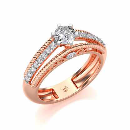 Antique cae Solitaire Silver Ring - Rose Gold - Image 1