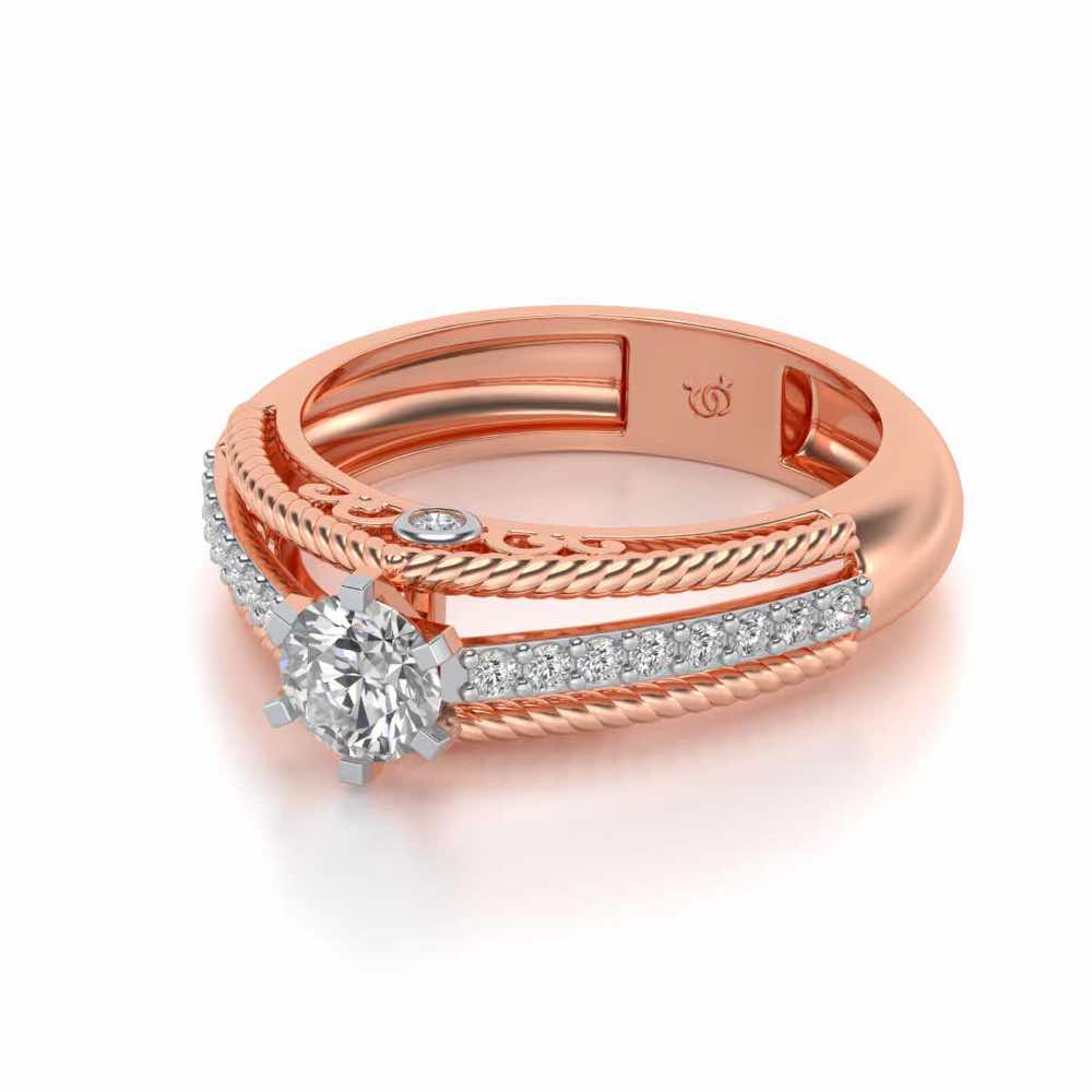 Antique cae Solitaire Silver Ring - Rose Gold - Image 2