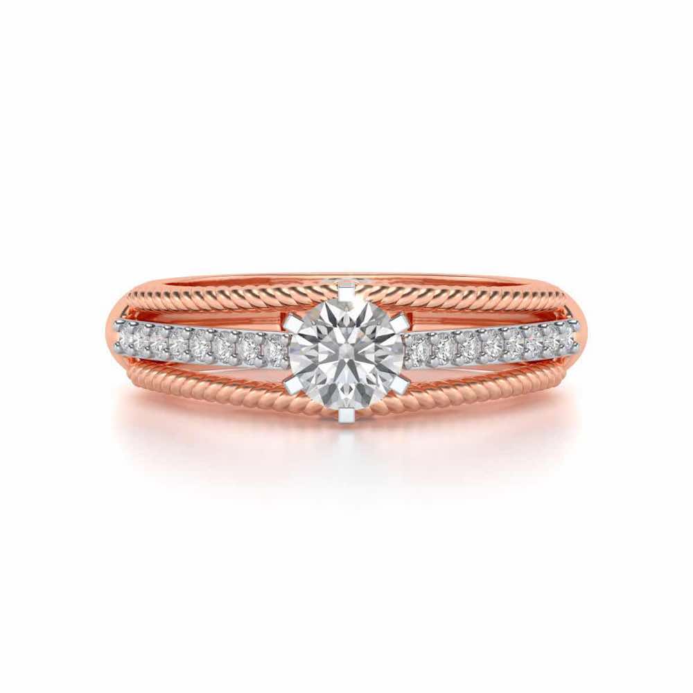 Antique cae Solitaire Silver Ring - Rose Gold - Image 4