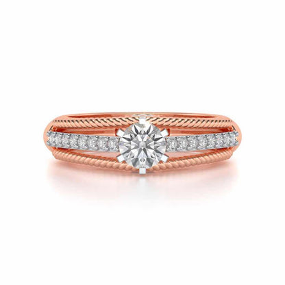 Antique cae Solitaire Silver Ring - Rose Gold - Image 4