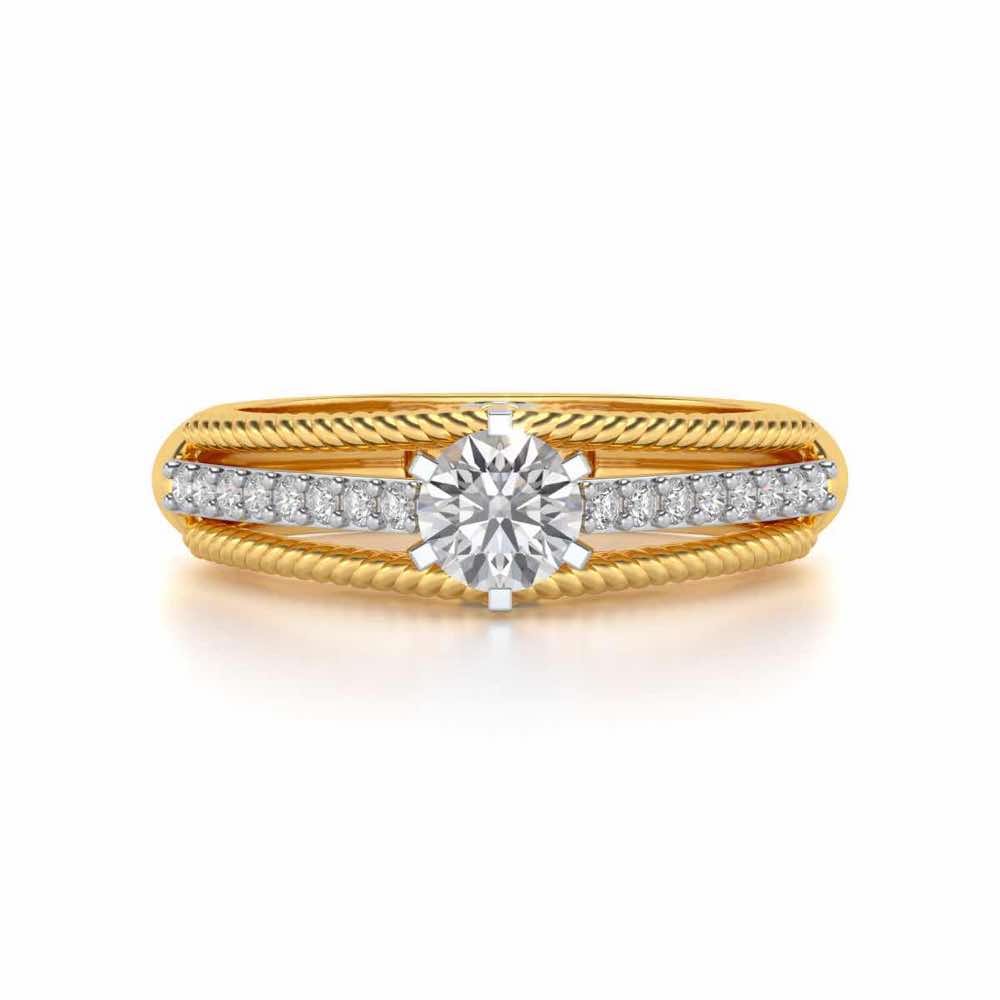 Antique cae Solitaire Silver Ring - Yellow Gold - Image 4