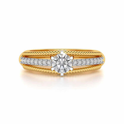 Antique cae Solitaire Silver Ring - Yellow Gold - Image 4