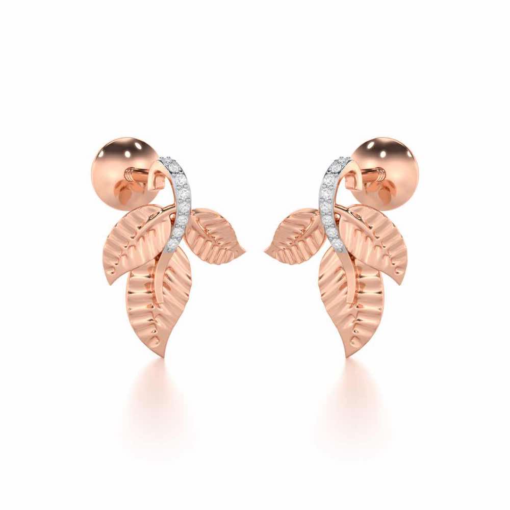 Apex Autumn Silver Stud Earrings - Rose Gold - Image 2