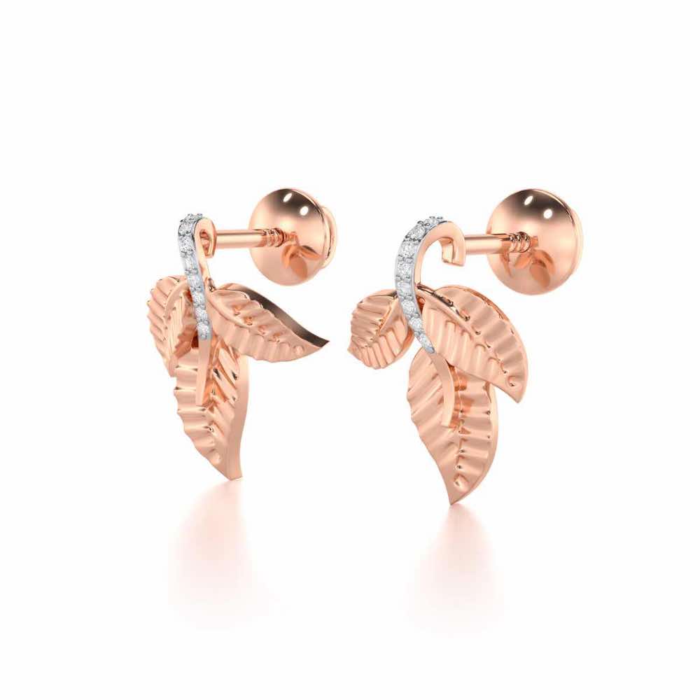 Apex Autumn Silver Stud Earrings - Rose Gold - Image 3