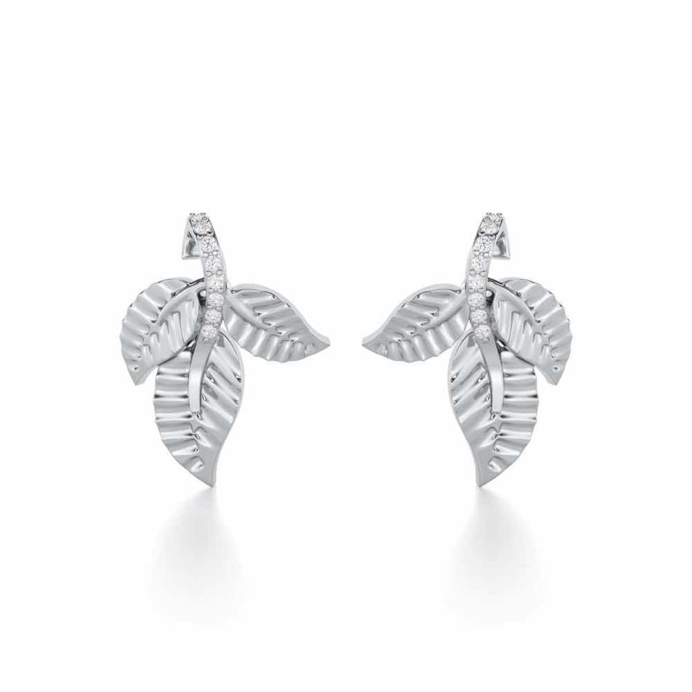 Apex Autumn Silver Stud Earrings - White Gold - Image 1