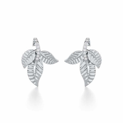 Apex Autumn Silver Stud Earrings - White Gold - Image 1