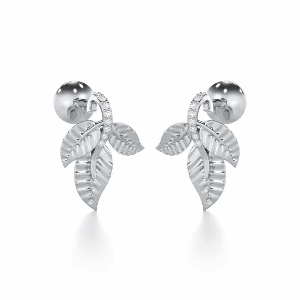 Apex Autumn Silver Stud Earrings - White Gold - Image 2