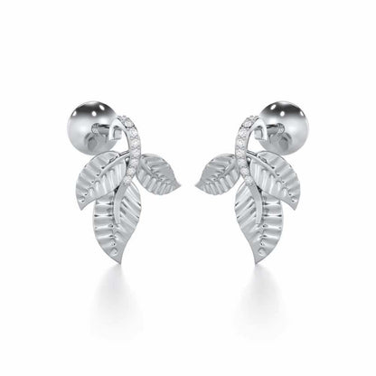 Apex Autumn Silver Stud Earrings - White Gold - Image 2