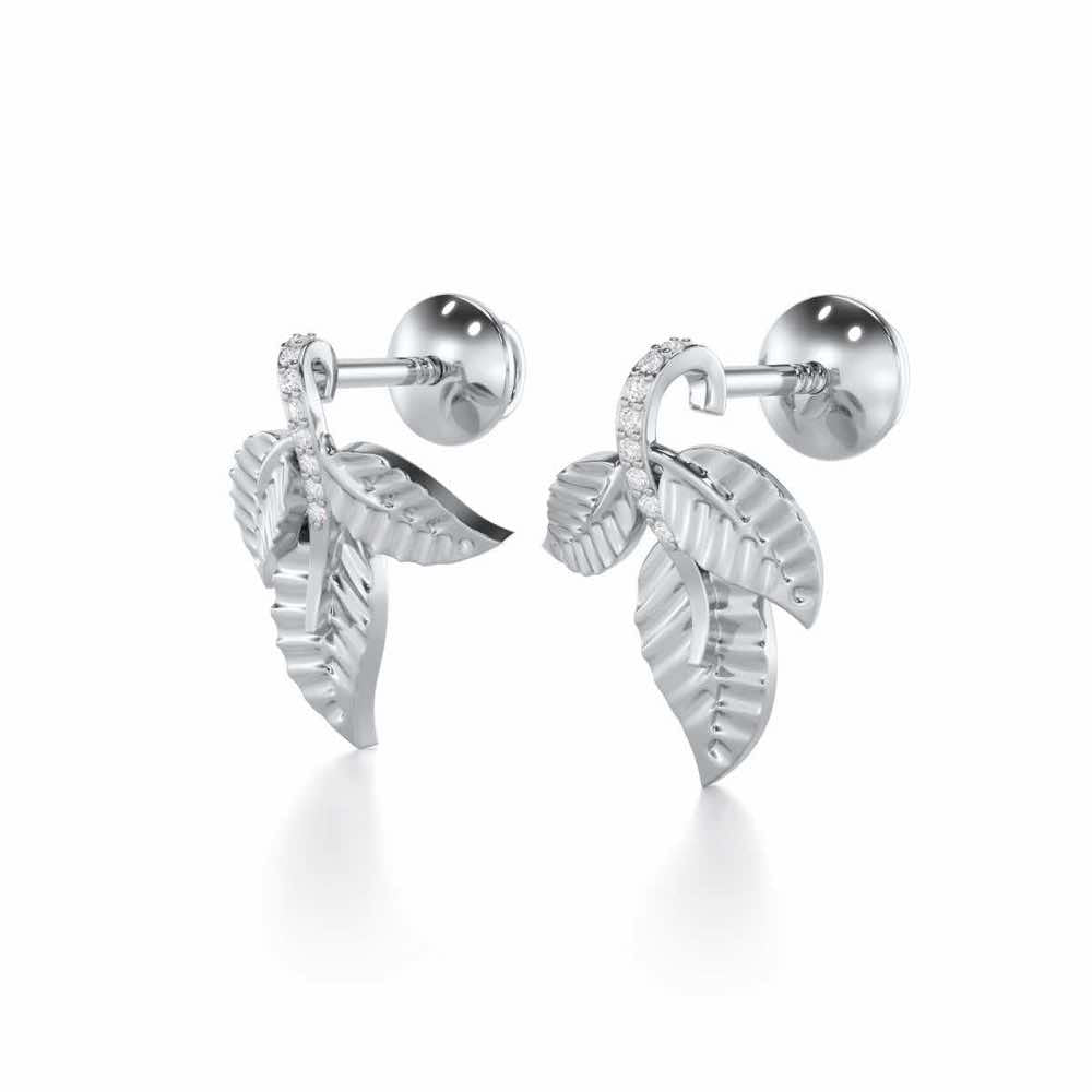Apex Autumn Silver Stud Earrings - White Gold - Image 3