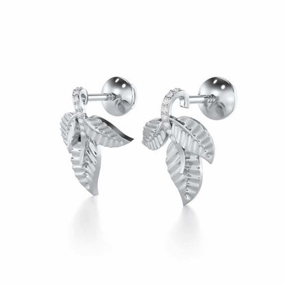 Apex Autumn Silver Stud Earrings - White Gold - Image 3
