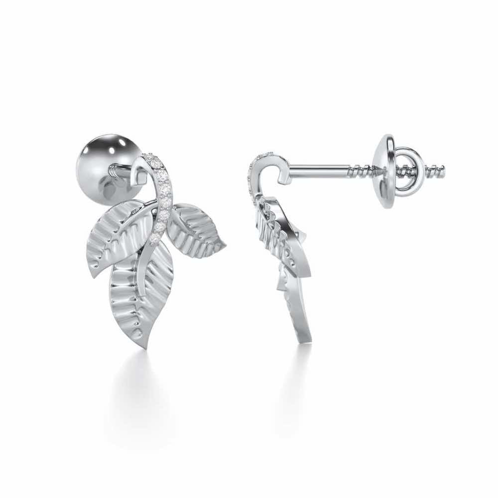 Apex Autumn Silver Stud Earrings - White Gold - Image 4