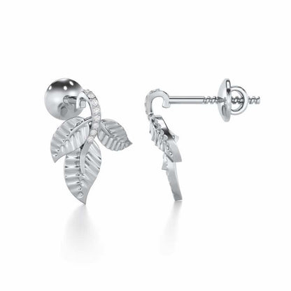Apex Autumn Silver Stud Earrings - White Gold - Image 4