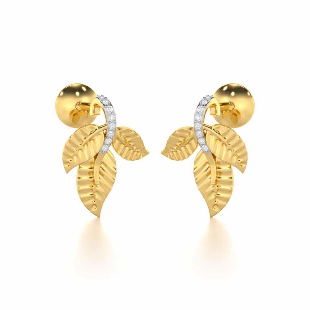 Apex Autumn Silver Stud Earrings - Yellow Gold - Image 2
