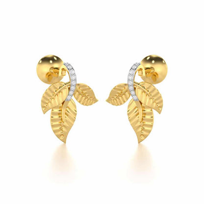Apex Autumn Silver Stud Earrings - Yellow Gold - Image 2